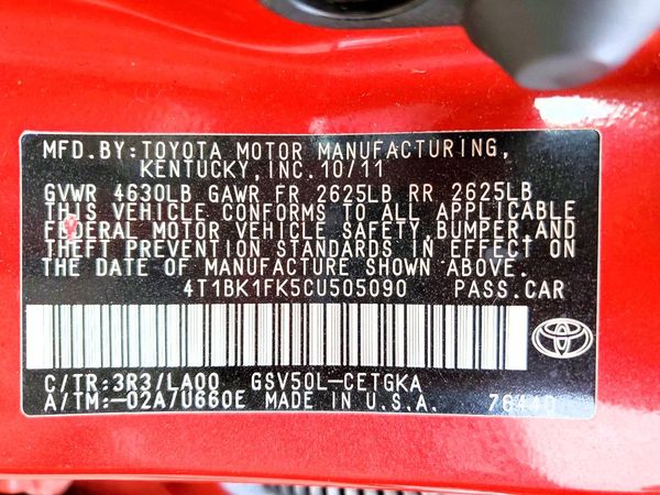 2012 TOYOTA CAMRY