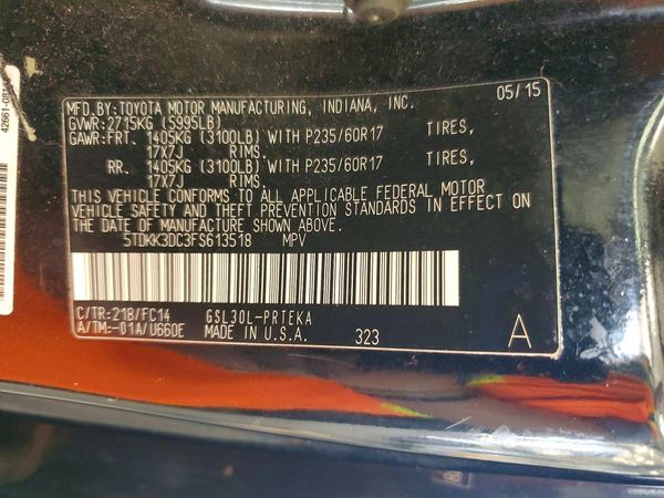 2015 TOYOTA SIENNA — VINS
