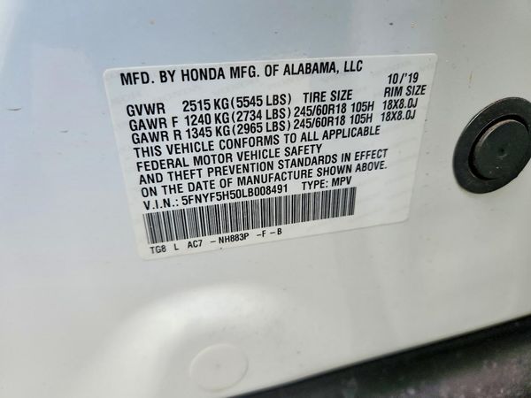 2020 HONDA PILOT EXL