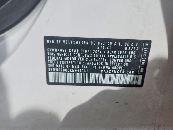 2019 VOLKSWAGEN JETTA S