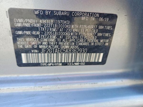 2019 SUBARU CROSSTREK