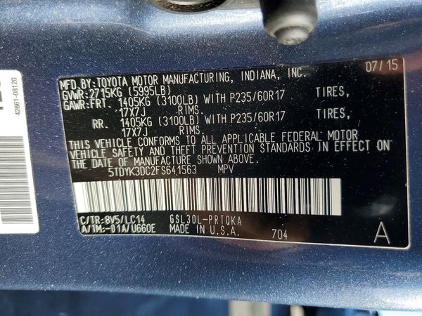 2015 TOYOTA SIENNA