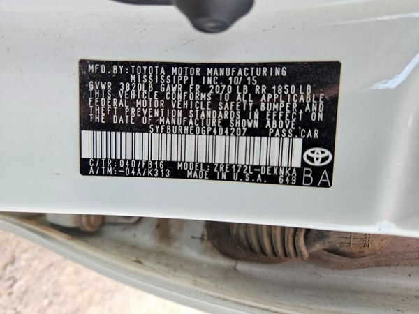 2016 TOYOTA COROLLA L/LE