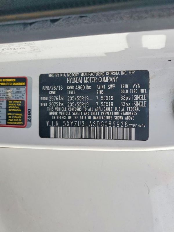 2013 HYUNDAI SANTA FE — VINS