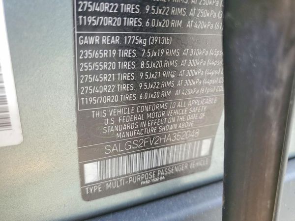 2017 LAND ROVER RANGEROVER HSE — VINS