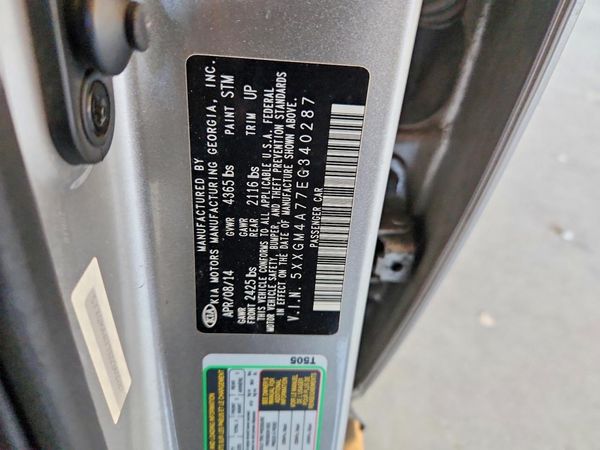 2014 KIA OPTIMA 2.4 LX STD/Conv — VINS