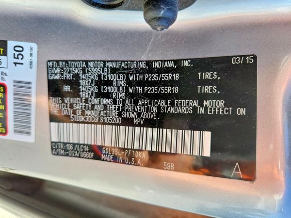2015 TOYOTA SIENNA