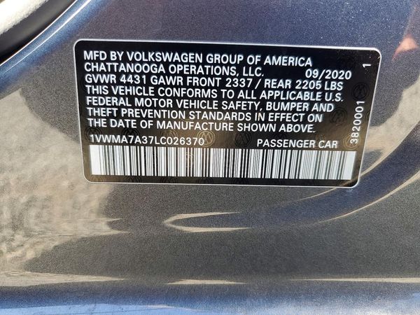 2020 VOLKSWAGEN PASSAT R-Line