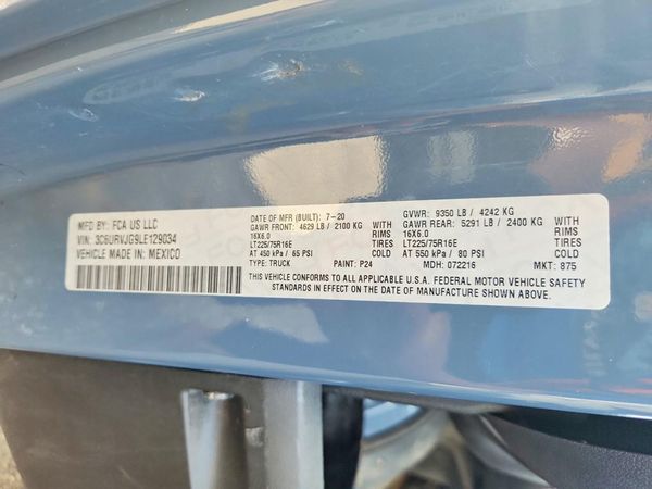 2020 RAM PROMASTER 3500 VF — VINS