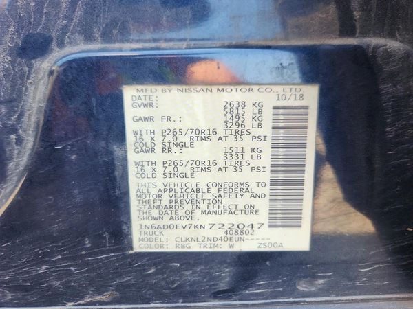 2019 NISSAN FRONTIER