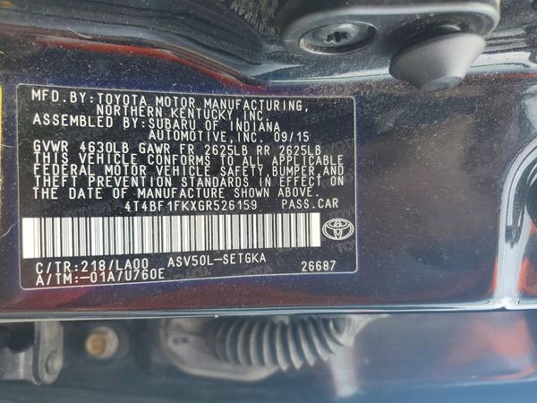 2016 TOYOTA CAMRY