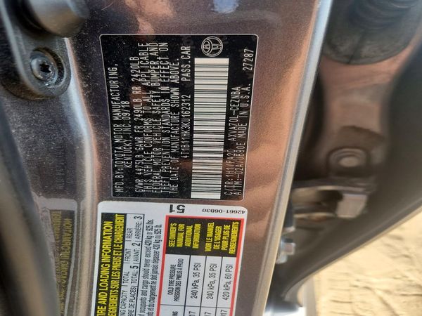 2019 TOYOTA CAMRY L/LE/SE/XLE