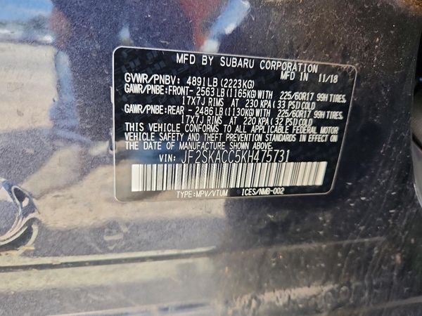2019 SUBARU FORESTER Base P+ES