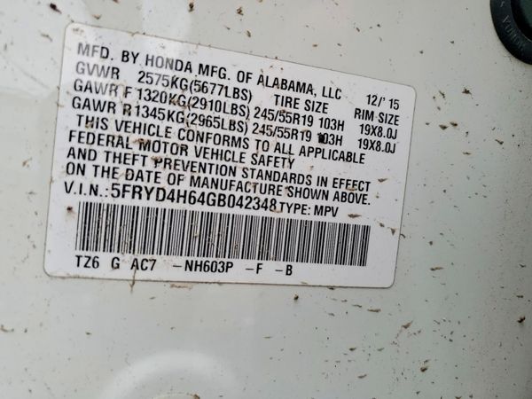 2016 ACURA MDX SH-AWD w/Tech pkg & RES