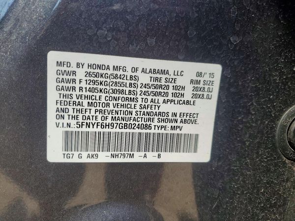2016 HONDA PILOT TOURING