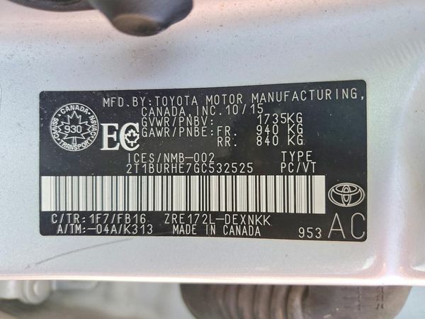 2016 TOYOTA COROLLA