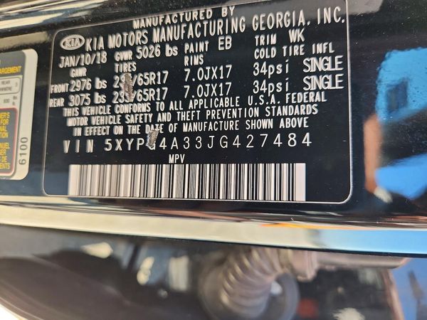 2018 KIA SORENTO L, LX