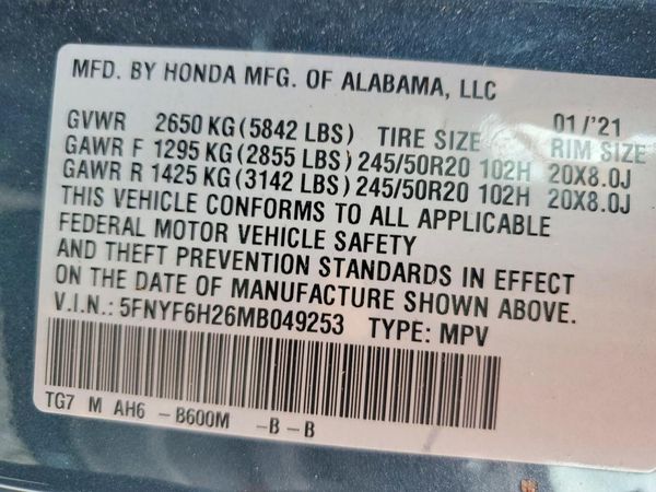 2021 HONDA PILOT SE