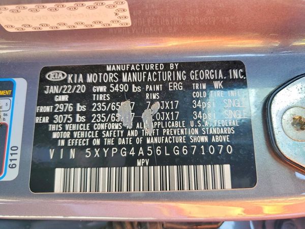 2020 KIA SORENTO L, LX, S