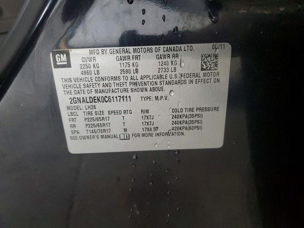 2012 CHEVROLET EQUINOX 1LT