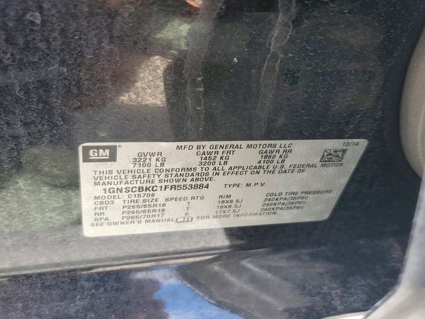 2015 CHEVROLET TAHOE LT