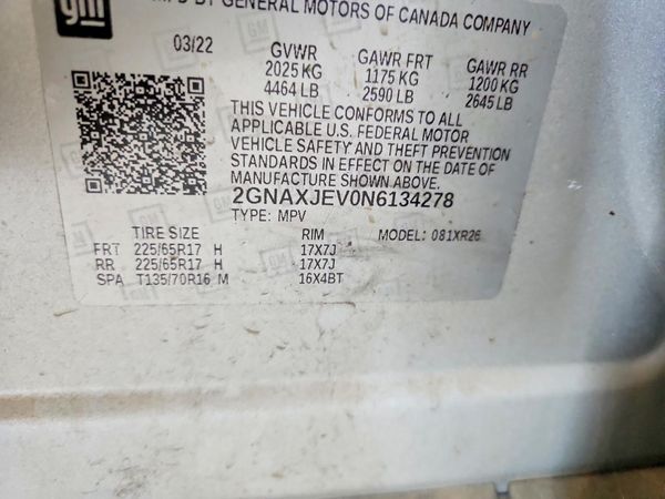 2022 CHEVROLET EQUINOX LT (2FL)