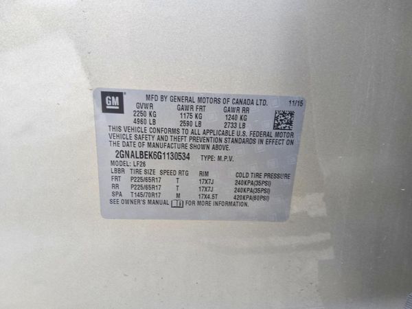 2016 CHEVROLET EQUINOX LS — VINS