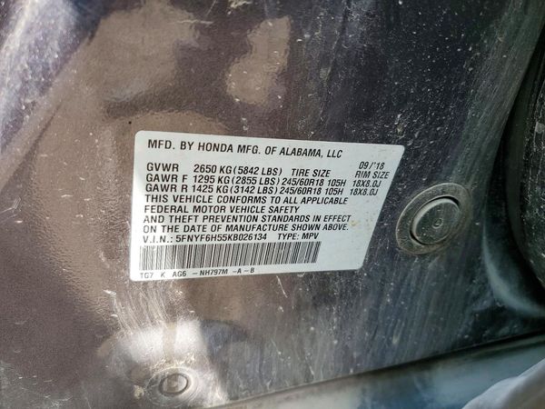 2019 HONDA PILOT EXL