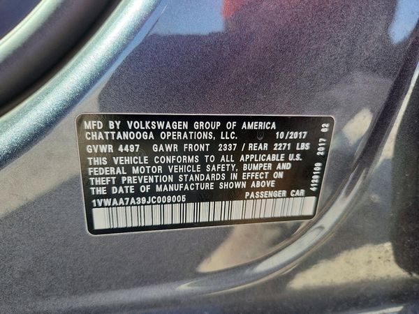2018 VOLKSWAGEN PASSAT S, R-Line — VINS
