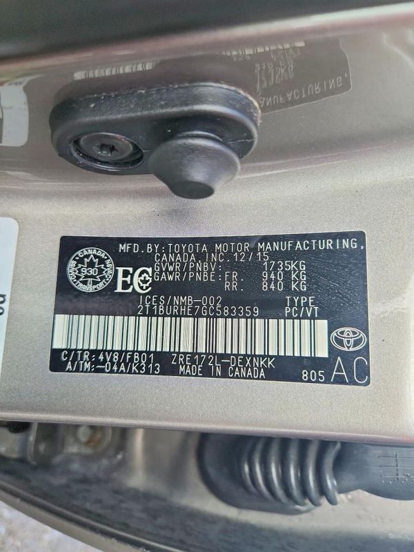 2016 TOYOTA COROLLA L/LE