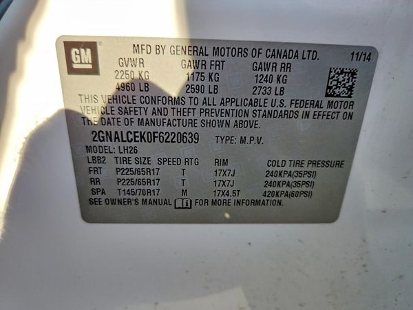 2015 CHEVROLET EQUINOX 2LT