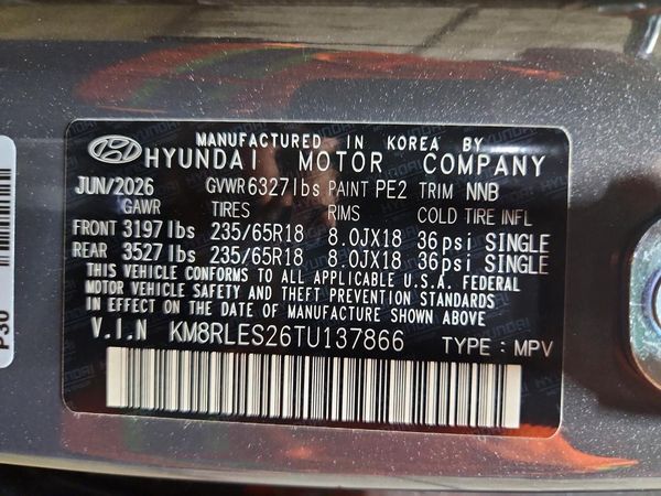 2026 HYUNDAI PALISADE SEL — VINS