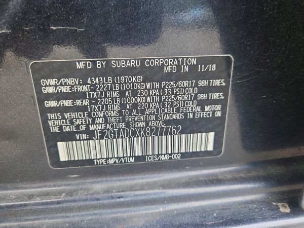 2019 SUBARU CROSSTREK Premium +BSD