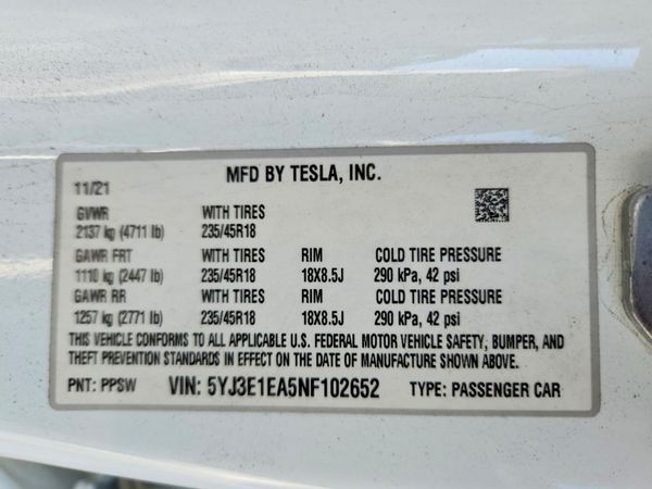 2022 TESLA MODEL 3