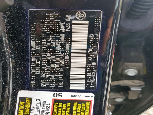 2019 TOYOTA CAMRY LE Hybrid