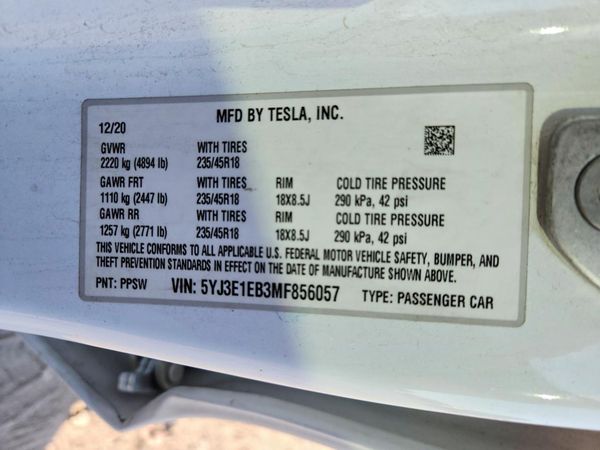 2021 TESLA MODEL 3