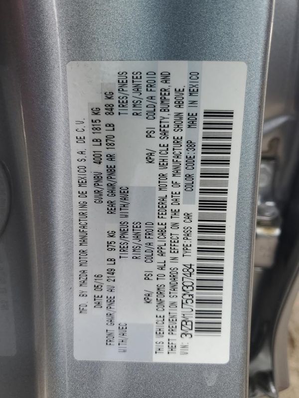 2016 MAZDA 3 Sport/GX — VINS