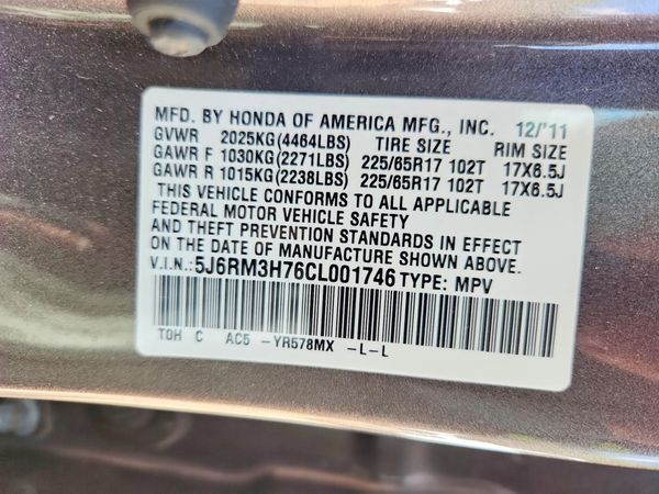 2012 HONDA CRV EX-L