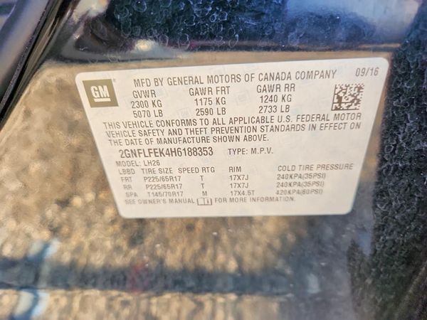 2017 CHEVROLET EQUINOX LT / FL