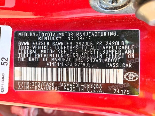 2018 TOYOTA CAMRY L/LE/SE/XLE