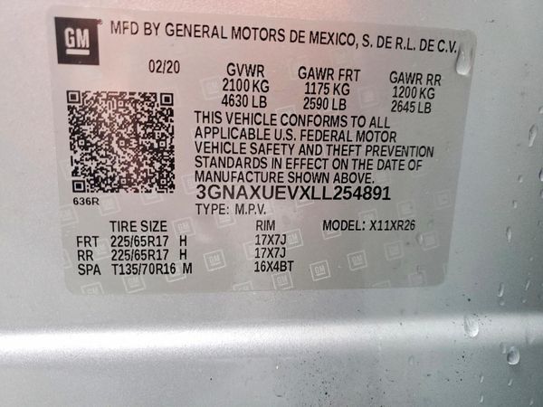 2020 CHEVROLET EQUINOX LT (1LT) — VINS