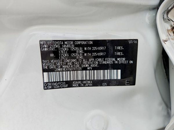2016 TOYOTA RAV4 XLE (M Grade)