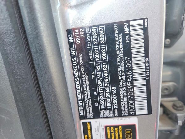 2015 MERCEDES-BENZ GL GL550 4MATIC