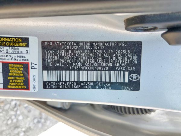 2012 TOYOTA CAMRY