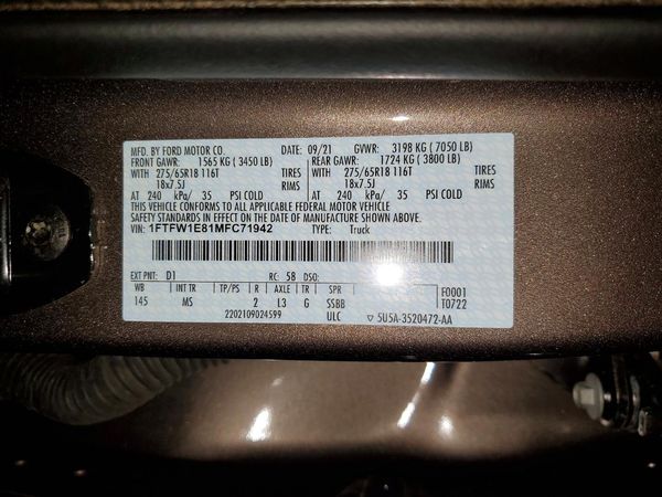 2021 FORD F150