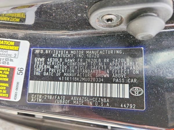 2021 TOYOTA CAMRY LE + Convenient Pkg