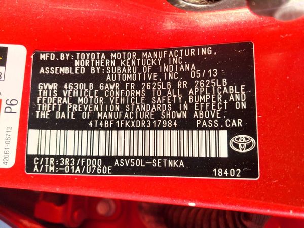 2013 TOYOTA CAMRY