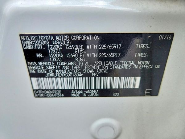 2016 TOYOTA RAV4 XLE (M Grade)