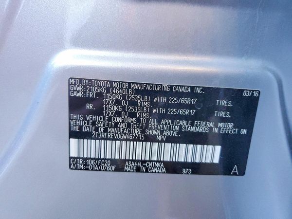 2016 TOYOTA RAV4 XLE (M Grade)