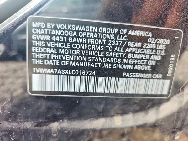 2020 VOLKSWAGEN PASSAT